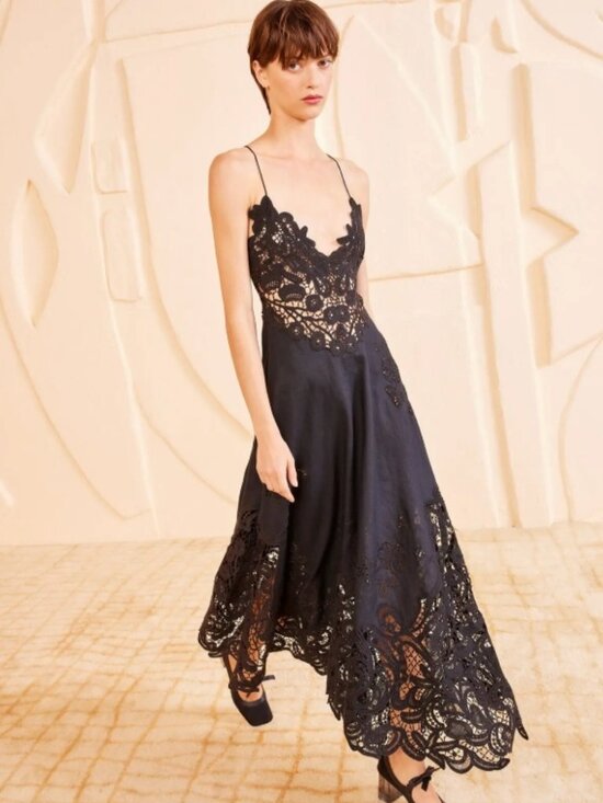 Ulla Johnson Dresses & Skirts - NWOT ULLA JOHNSON Brigitte Guipure Lace-Paneled Linen Dress in Noir XS $1,650